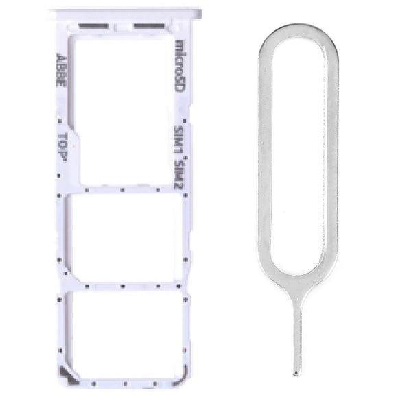 For Samsung Galaxy A22 4G/5G Sim Card Tray Dual Sim Micro SD Card Holder Replacement With Sim Ejector Tool - White
