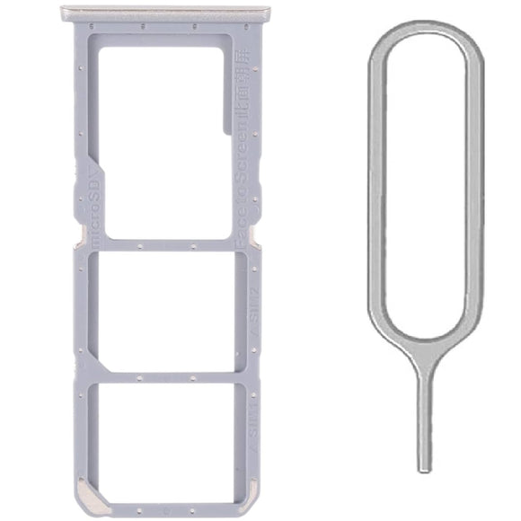 For Oppo A16 / A16s Sim Card Tray Dual Sim Replacement With Sim Ejector Tool - Silver