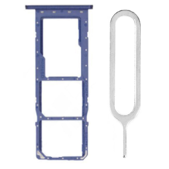 For Samsung Galaxy A03s (SM-A037) Sim Card Tray Dual Sim Micro SD Card Holder Replacement With Sim Ejector Tool - Blue