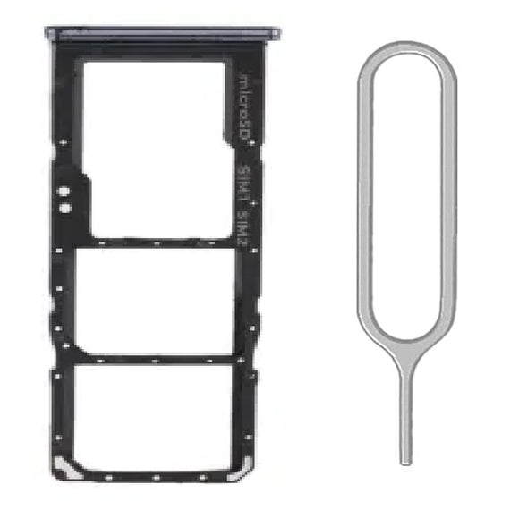 For Samsung Galaxy A70 (SM-A705) Sim Card Tray Dual Sim Micro SD Card Holder Replacement With Sim Ejector Tool - Black