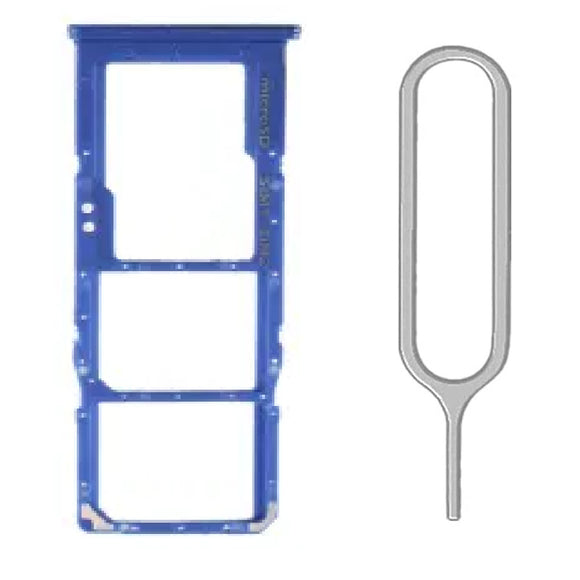 For Samsung Galaxy A70 (SM-A705) Sim Card Tray Dual Sim Micro SD Card Holder Replacement With Sim Ejector Tool - Blue