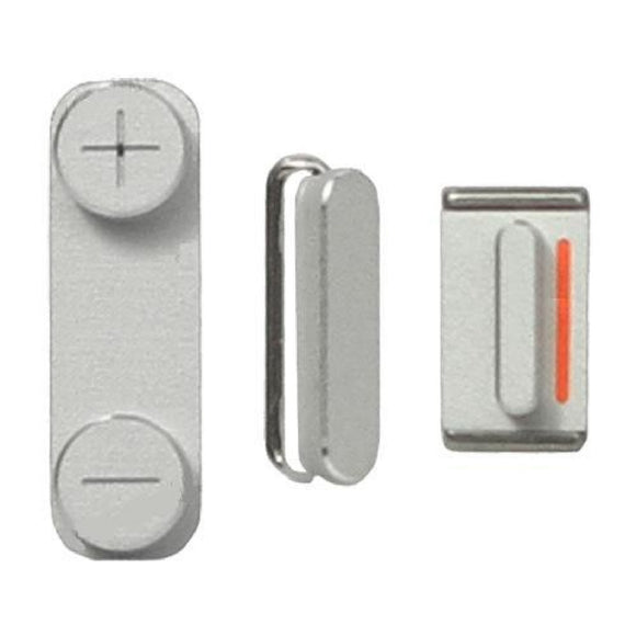 Silver Power Button - Volume Button - Mute Switch For iPhone 5 - FormyFone.com
