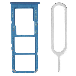 For Samsung Galaxy A12 A125 Sim Card Tray Dual Sim Micro SD Card Holder Replacement With Sim Ejector Tool - Blue