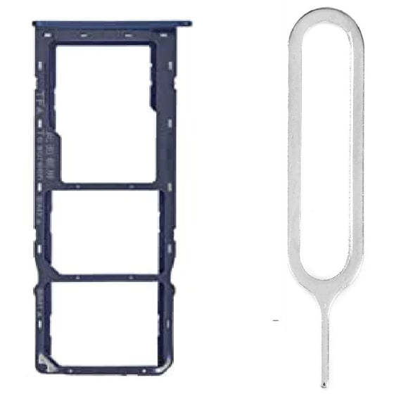 For Samsung Galaxy A10s A107 Sim Card Tray Dual Sim Micro SD Card Holder Replacement With Sim Ejector Tool - Blue