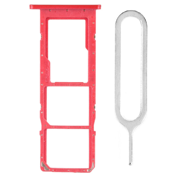 For Samsung Galaxy A02s A025 Sim Card Tray Dual Sim Micro SD Card Holder Replacement With Sim Ejector Tool - Red
