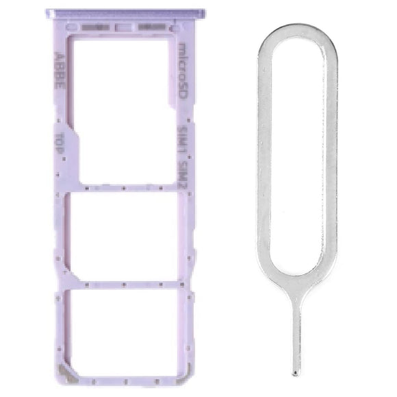 For Samsung Galaxy A22 4G/5G Sim Card Tray Dual Sim Micro SD Card Holder Replacement With Sim Ejector Tool - Violet