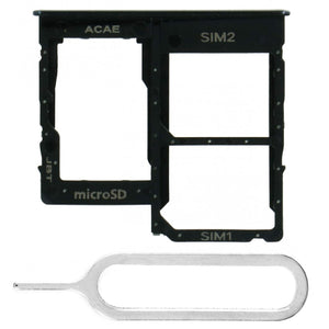 For Samsung Galaxy A31 A315 Sim Card Tray Dual Sim Micro SD Card Holder Replacement With Sim Ejector Tool - Black