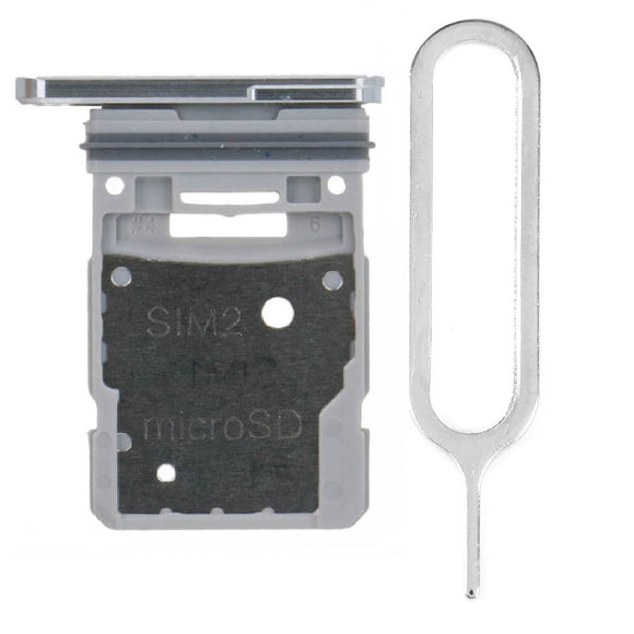 For Samsung Galaxy S20 FE 4G/5G Sim Card Tray Dual Sim Replacement With Sim Ejector Tool - Silver
