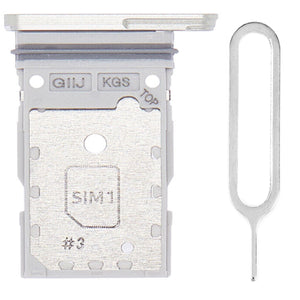 For Samsung Galaxy S21 FE G990 Sim Card Tray Dual Sim Replacement With Sim Ejector Tool - White (Silver)