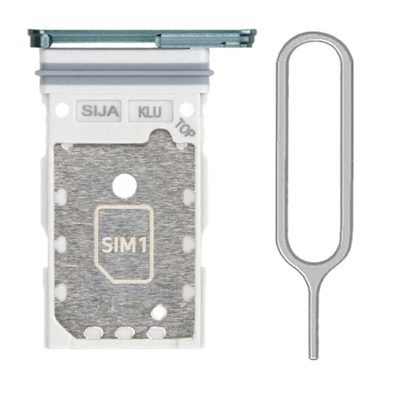 For Samsung Galaxy S22 Ultra S908 Sim Card Tray Dual Sim Replacement With Sim Ejector Tool - Green