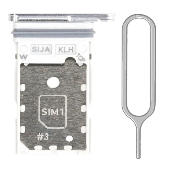 For Samsung Galaxy S22 S901 / S22+ Plus S906 Sim Card Tray Dual Sim Replacement With Sim Ejector Tool - Silver