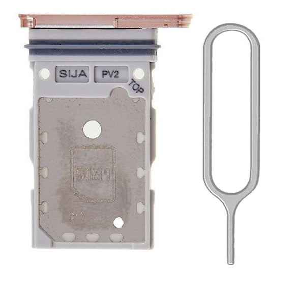 For Samsung Galaxy S22 S901 / S22+ Plus S906 Sim Card Tray Dual Sim Replacement With Sim Ejector Tool - Pink Gold
