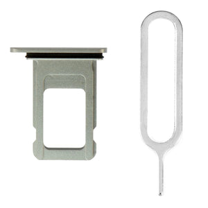 For iPhone XS (5.8") Sim Card Tray Single Sim Dual Sim Replacement With Sim Ejector Pin- Silver